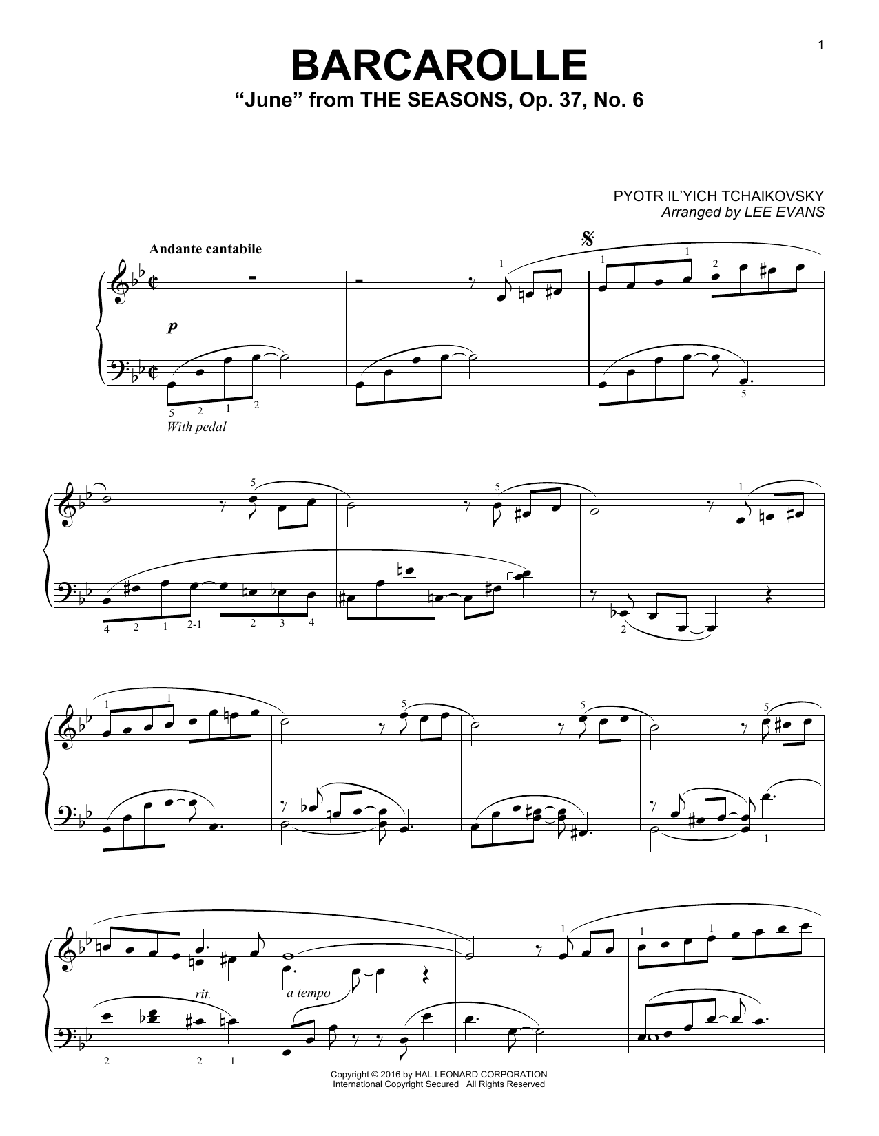 Learn to play Lee Evans Barcarolle In G Minor ( Lee Evans Barcarolle In G Minor (