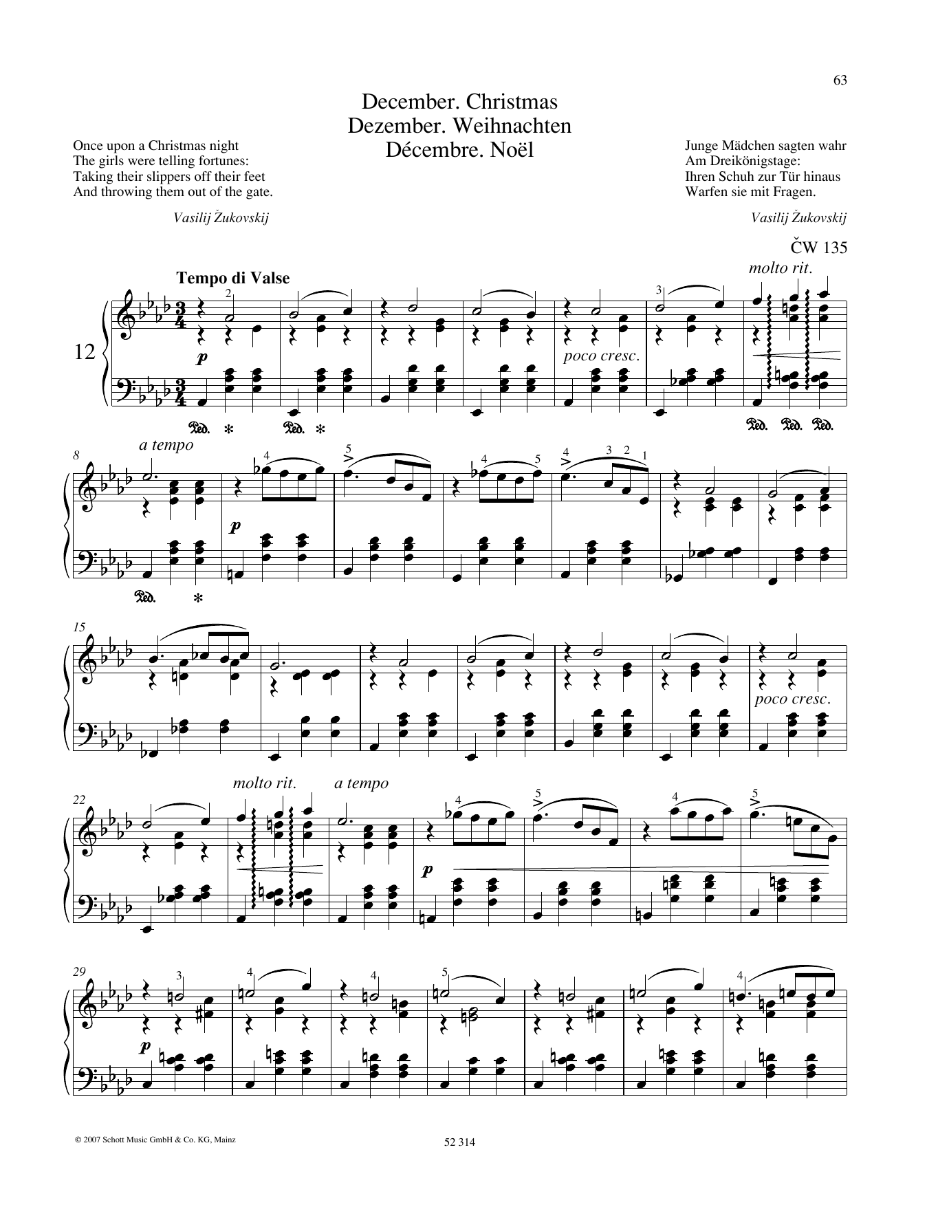 Pyotr Il'yich Tchaikovsky December sheet music notes and chords. Download Printable PDF.