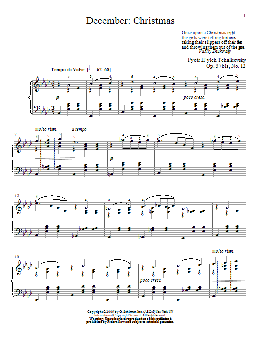 Learn to play Pyotr Ilyich Tchaikovsky Christmas sheet music for Piano Solo in minutes. Pyotr Ilyich Tchaikovsky Christmas sheet music notes and chords. Download Printable PDF.