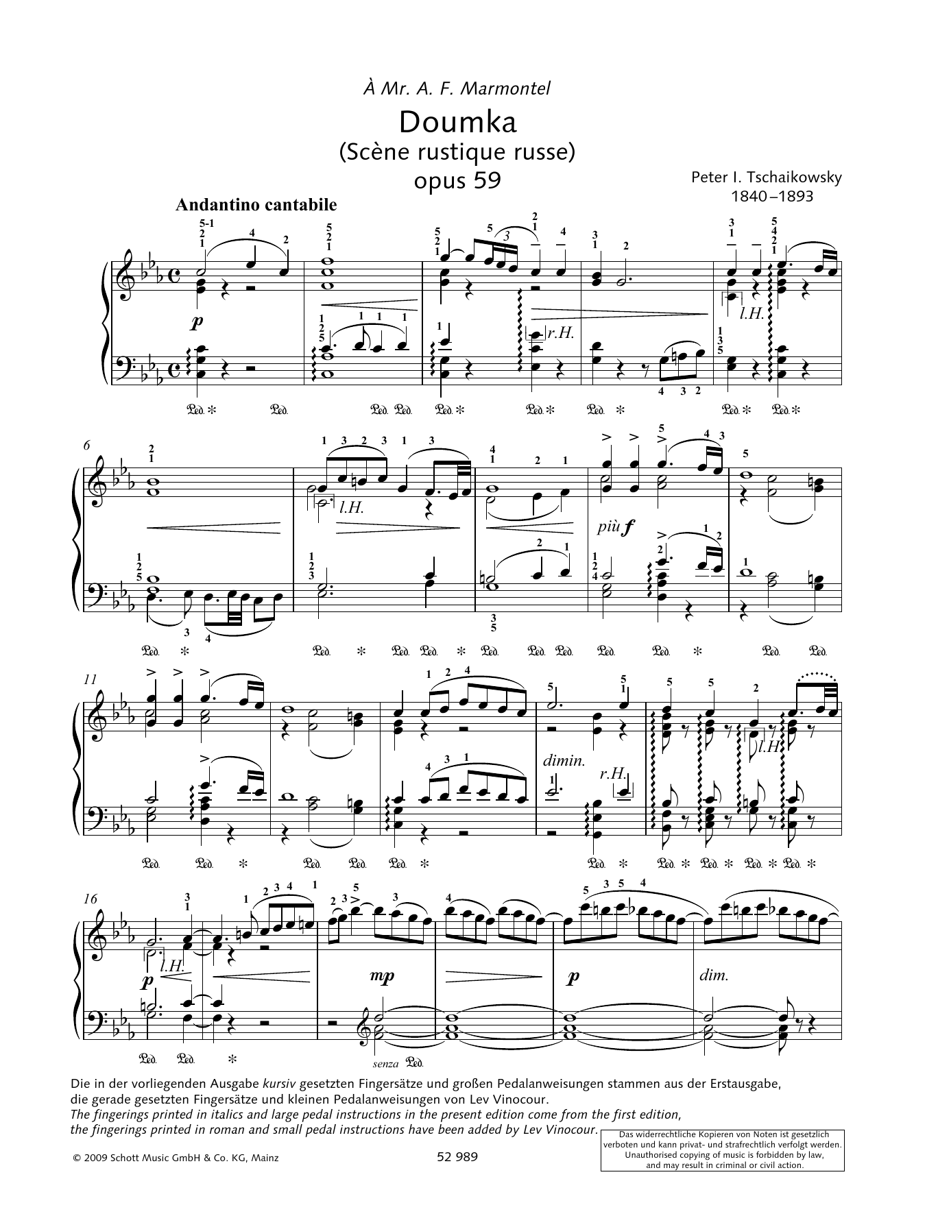 Pyotr Il'yich Tchaikovsky Doumka sheet music notes and chords. Download Printable PDF.