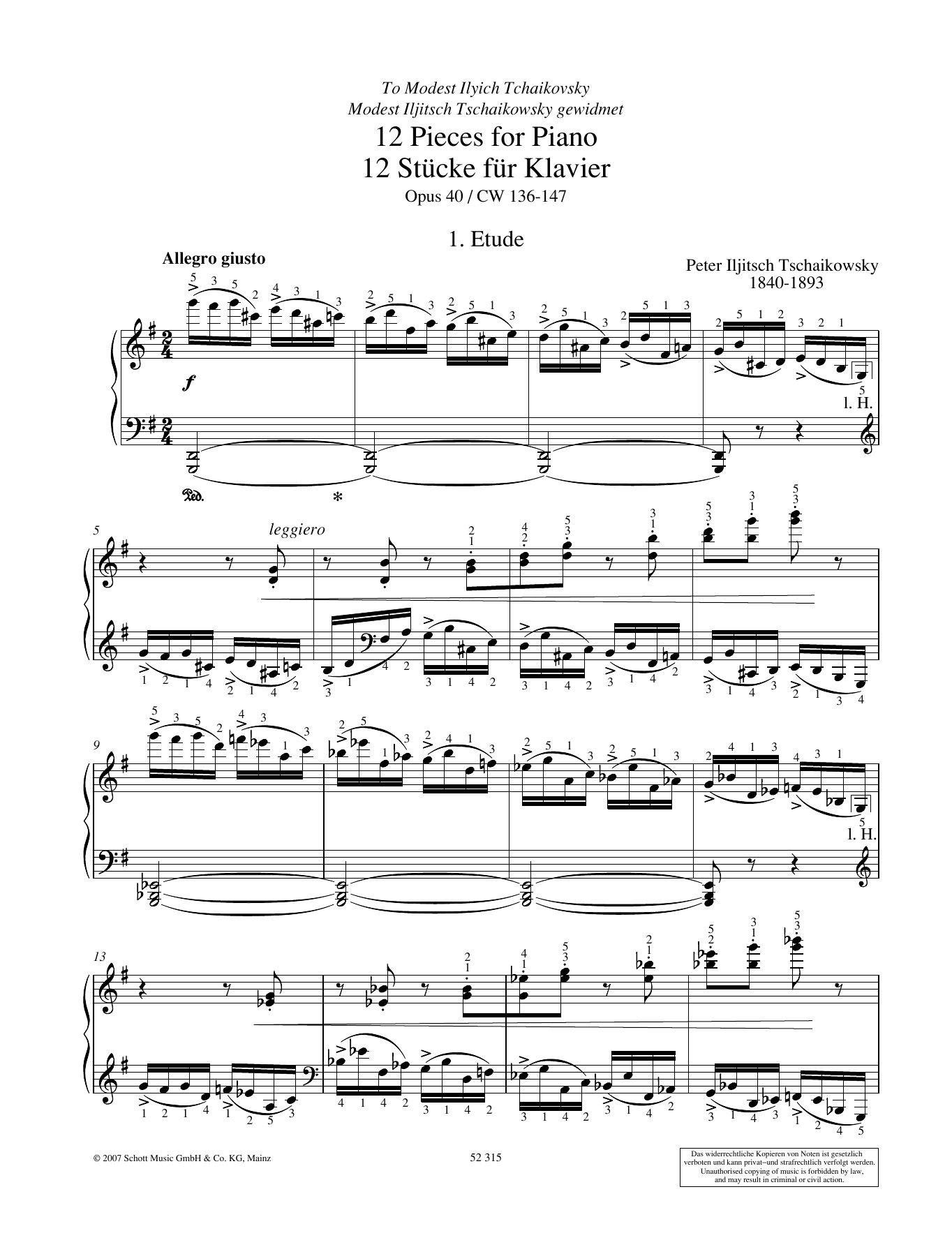 Learn to play Pyotr Il'yich Tchaikovsky Etude sheet music for Piano Solo in minutes. Price: 6.9900$ Pyotr Il'yich Tchaikovsky Etude sheet music notes and chords arranged for Piano Solo