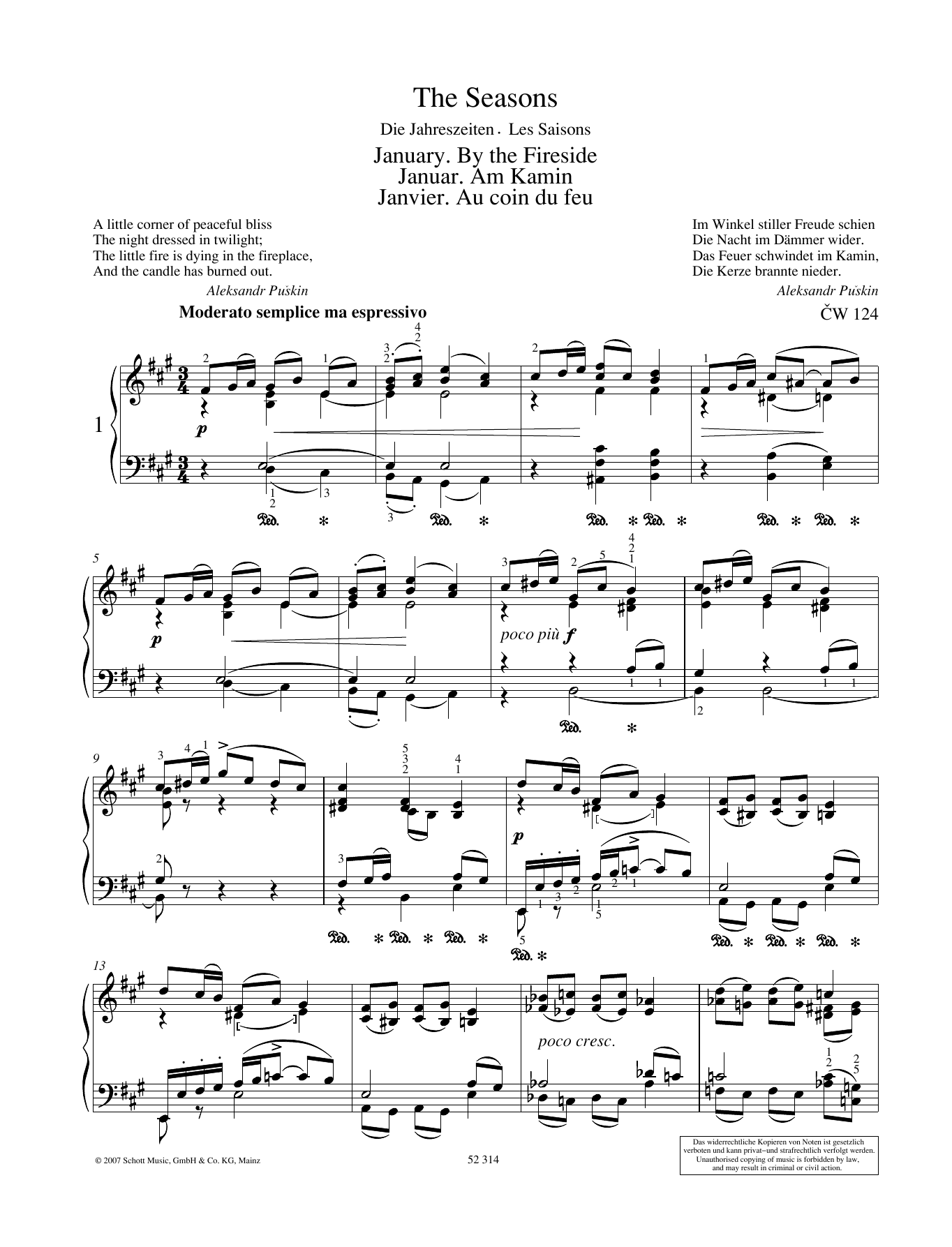 Pyotr Il'yich Tchaikovsky January sheet music notes and chords. Download Printable PDF.