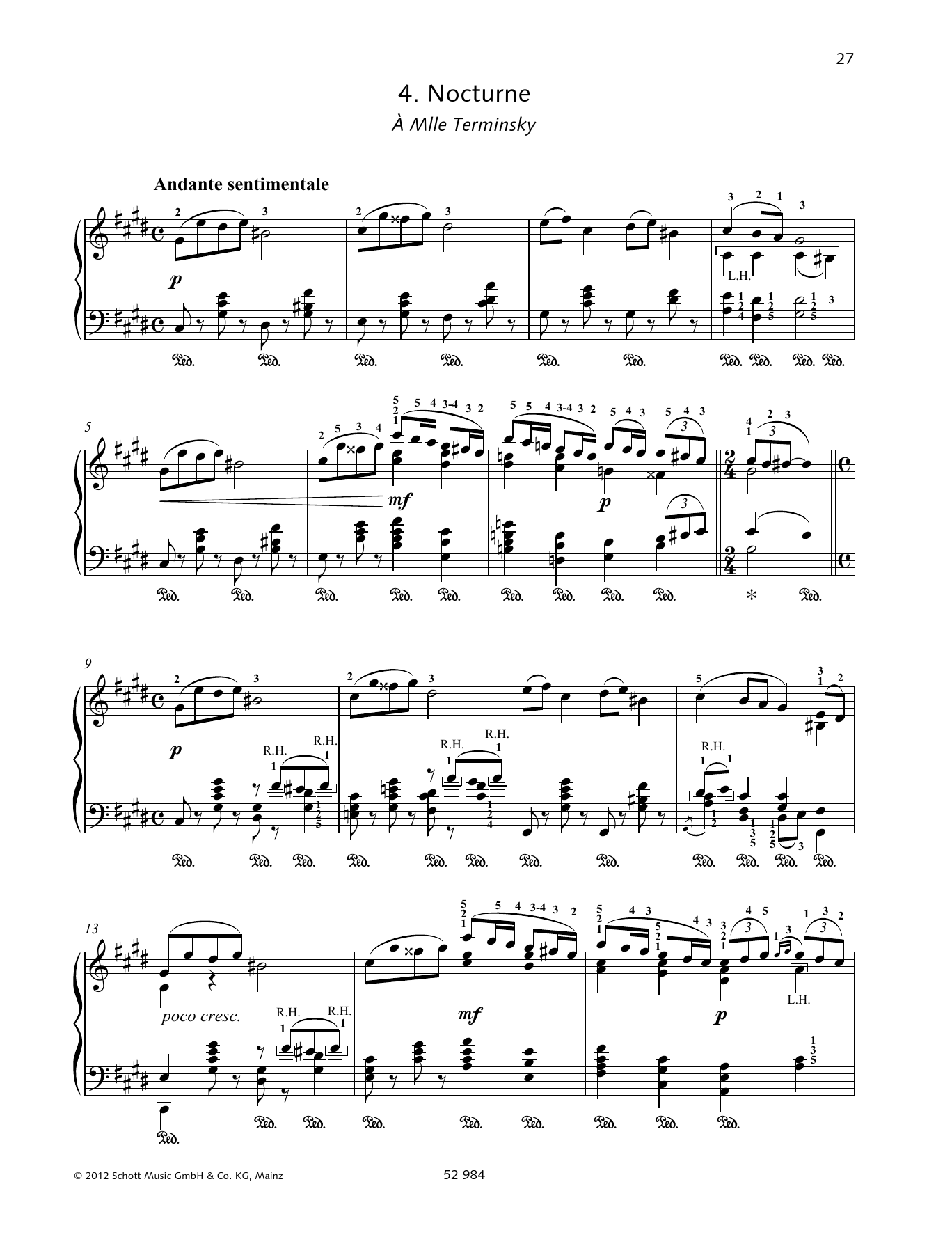 Pyotr Il'yich Tchaikovsky Nocturne sheet music notes and chords. Download Printable PDF.