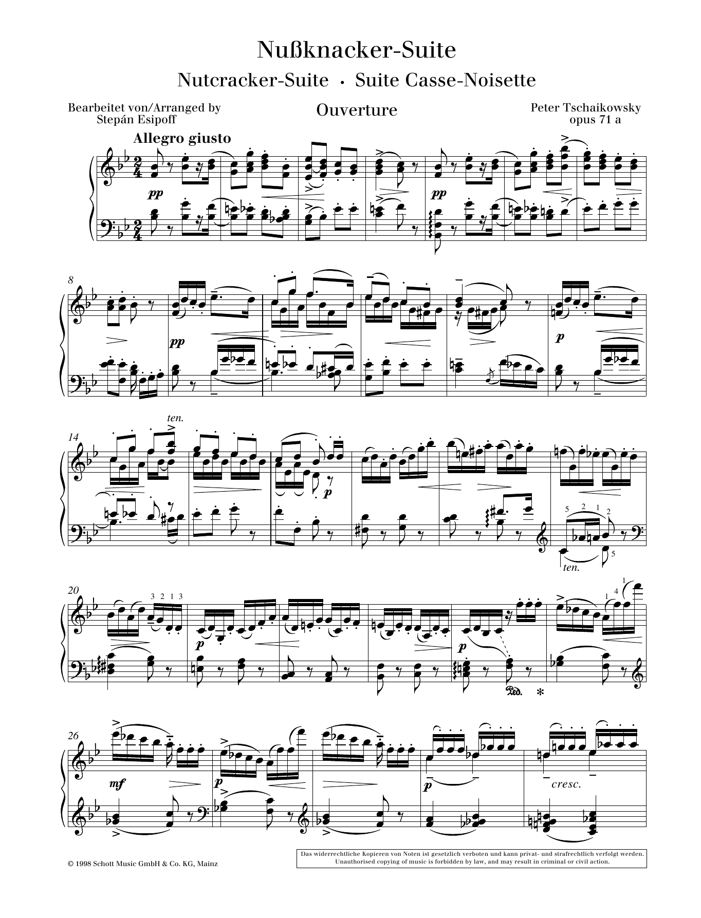 Pyotr Il'yich Tchaikovsky Ouverture sheet music notes and chords. Download Printable PDF.