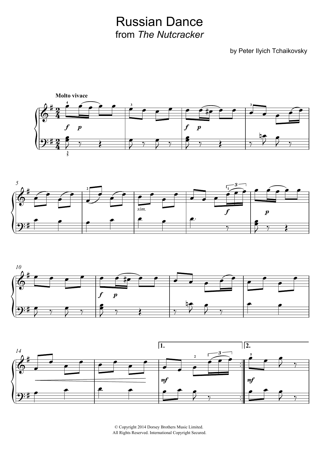 Learn to play Pyotr Ilyich Tchaikovsky Russian Dance (from Pyotr Ilyich Tchaikovsky Russian Dance (from