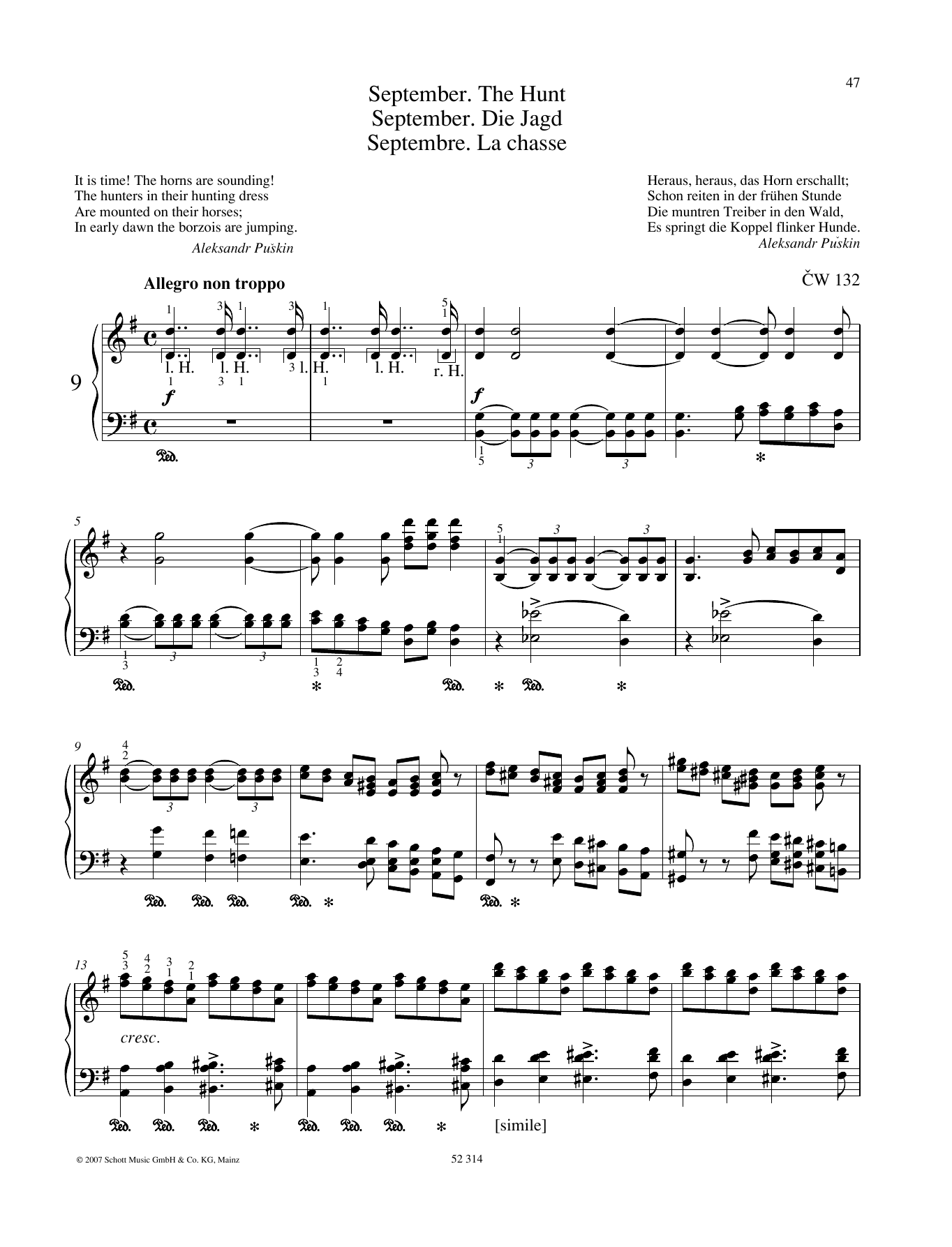 Pyotr Il'yich Tchaikovsky September sheet music notes and chords. Download Printable PDF.