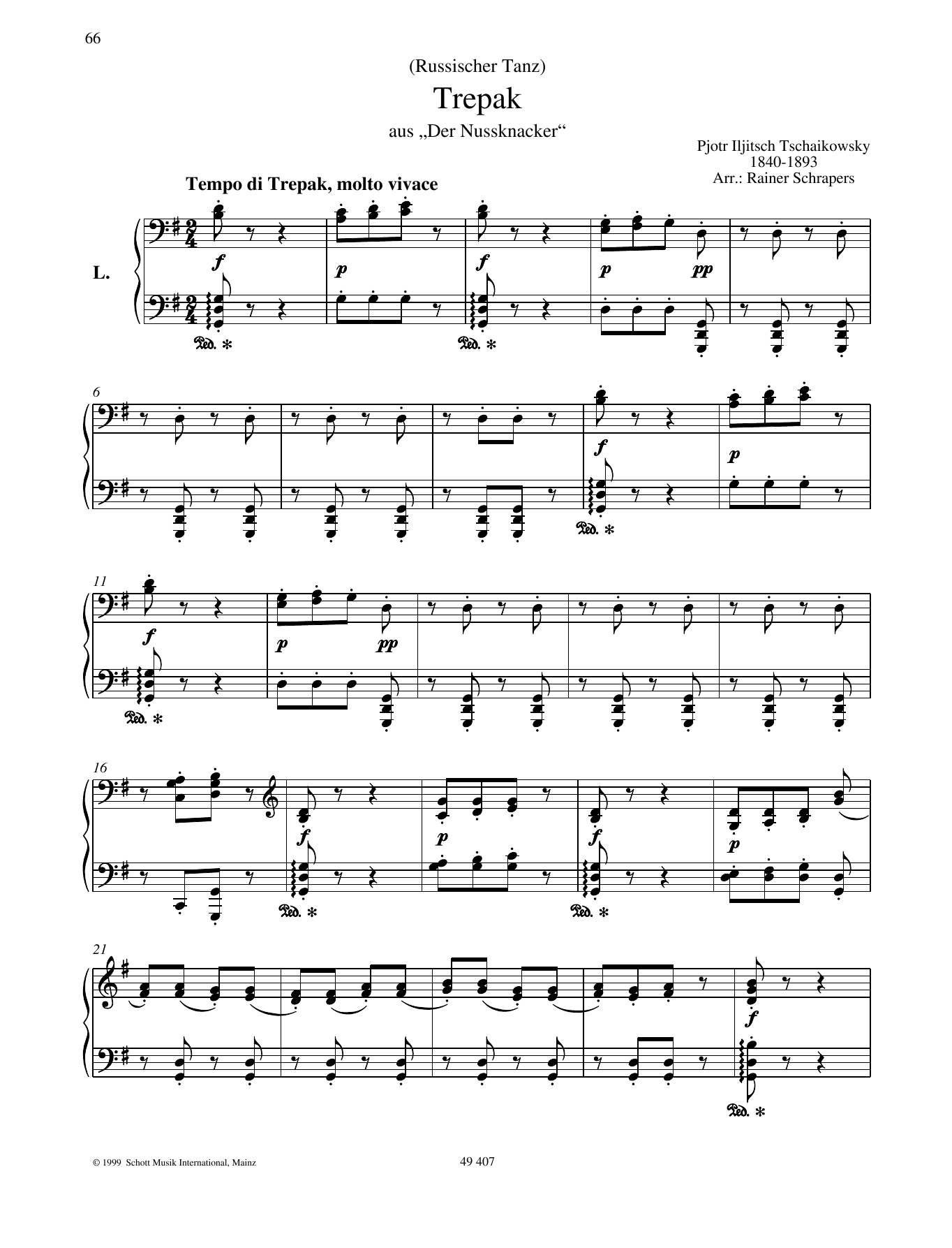 Pyotr Il'yich Tchaikovsky Trepak sheet music notes and chords. Download Printable PDF.