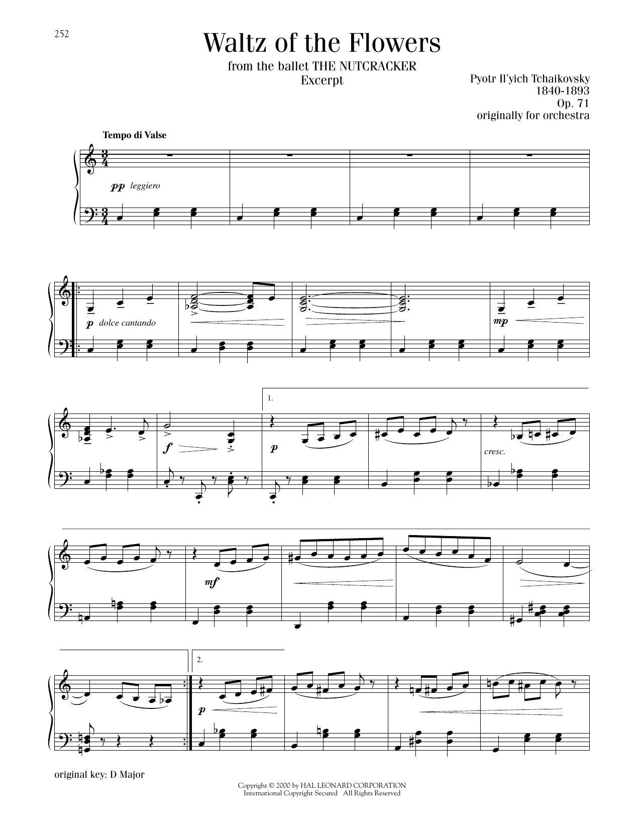 Pyotr Il Yich Tchaikovsky Waltz Of The Flowers Op 71a Sheet