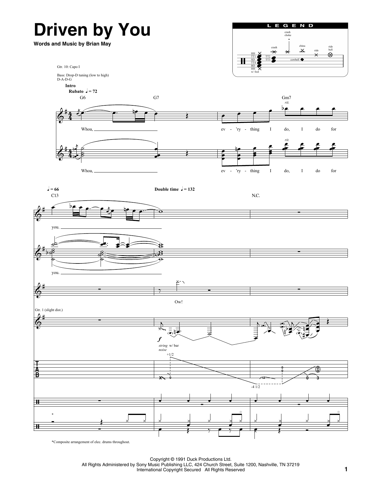 Queen Driven By You sheet music notes and chords. Download Printable PDF.