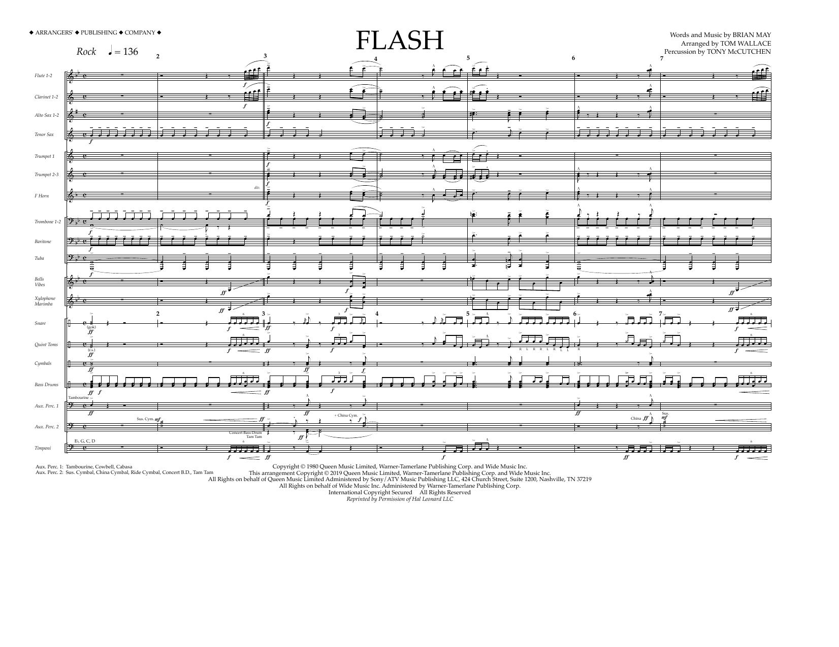 Learn to play Queen Flash (arr. Tom Wallace) - Full Score sheet music for Marching Band in minutes. Price: 11.9700$ Queen Flash (arr. Tom Wallace) - Full Score sheet music notes and chords arranged for Marching Band