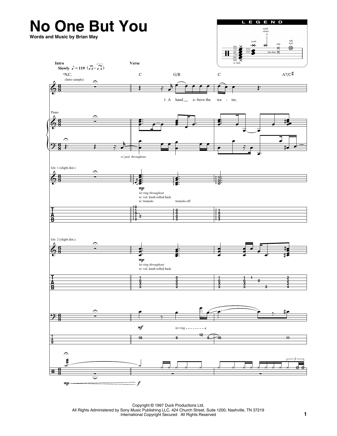 Queen No One But You sheet music notes and chords. Download Printable PDF.