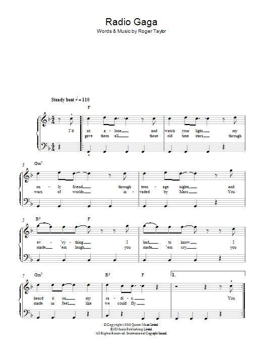 Queen Radio Ga Ga sheet music notes and chords. Download Printable PDF.