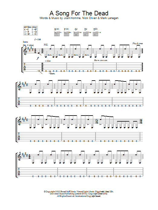 Learn to play Queens Of The Stone Age A Song For The Dead sheet music for Guitar Tab in minutes. Queens Of The Stone Age A Song For The Dead sheet music notes and chords. Download Printable PDF.