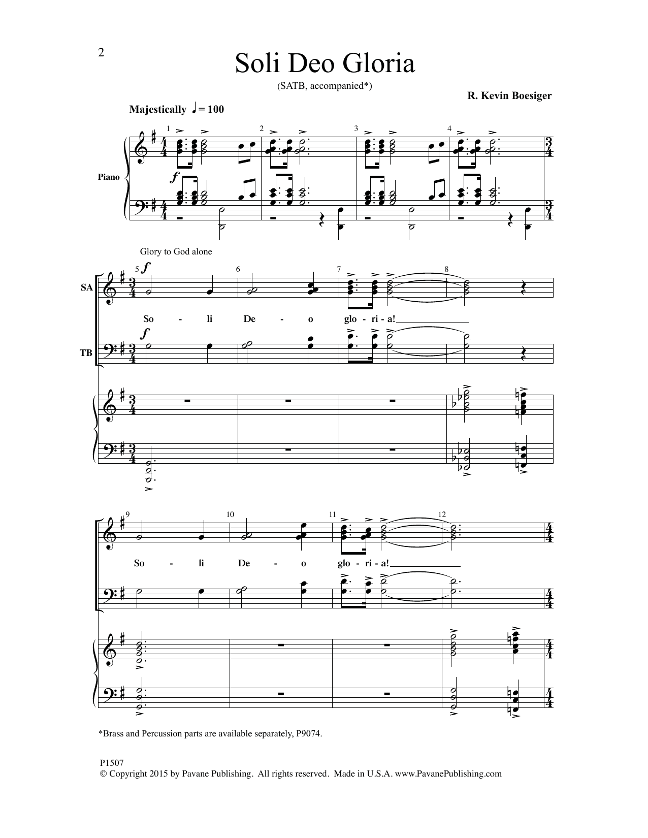 Learn to play R. Kevin Boesiger Soli Deo Gloria sheet music for SATB Choir in minutes. Price: 4.7900$ R. Kevin Boesiger Soli Deo Gloria sheet music notes and chords arranged for SATB Choir