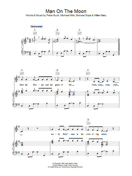 R.E.M. Man On The Moon sheet music notes and chords. Download Printable PDF.