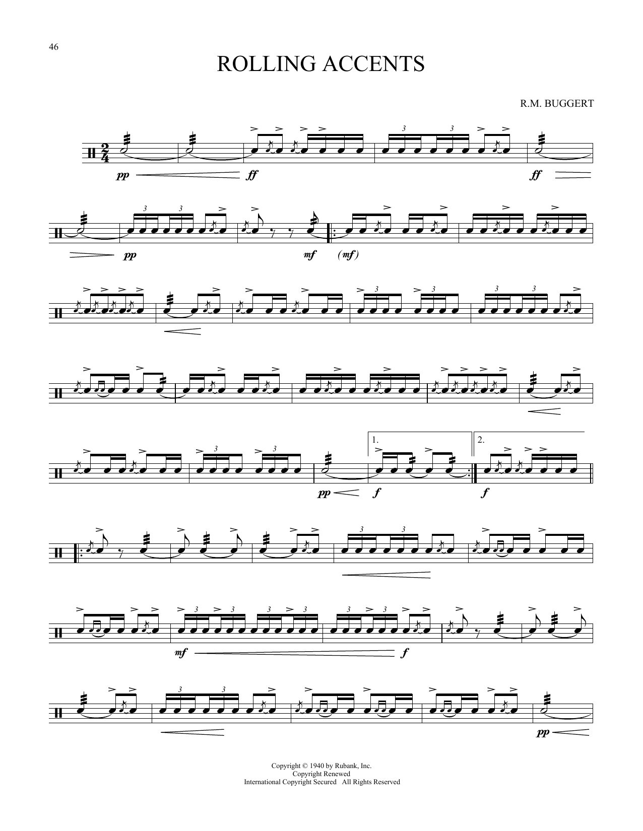 R.W. Buggert Rolling Accents sheet music notes and chords. Download Printable PDF.