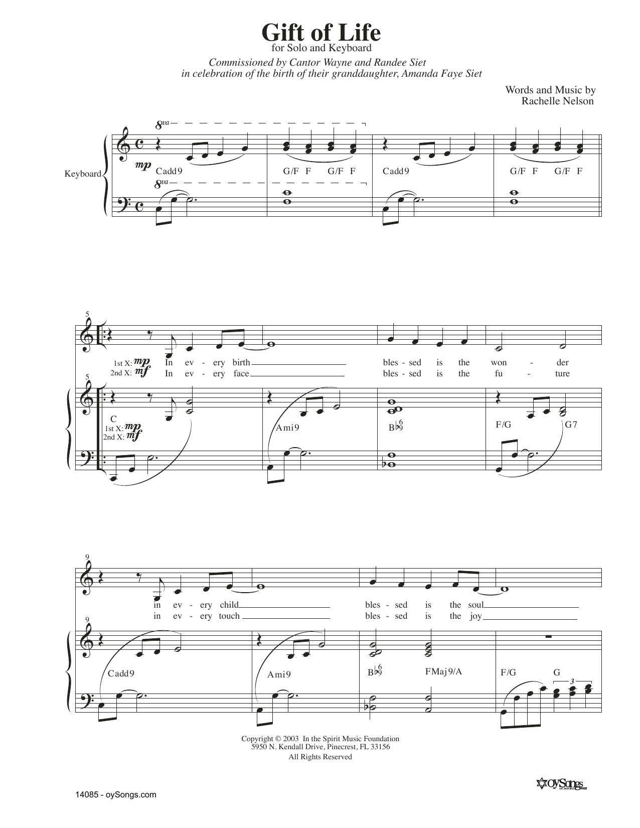 Rachelle Nelson Gifts Of Life sheet music notes and chords. Download Printable PDF.