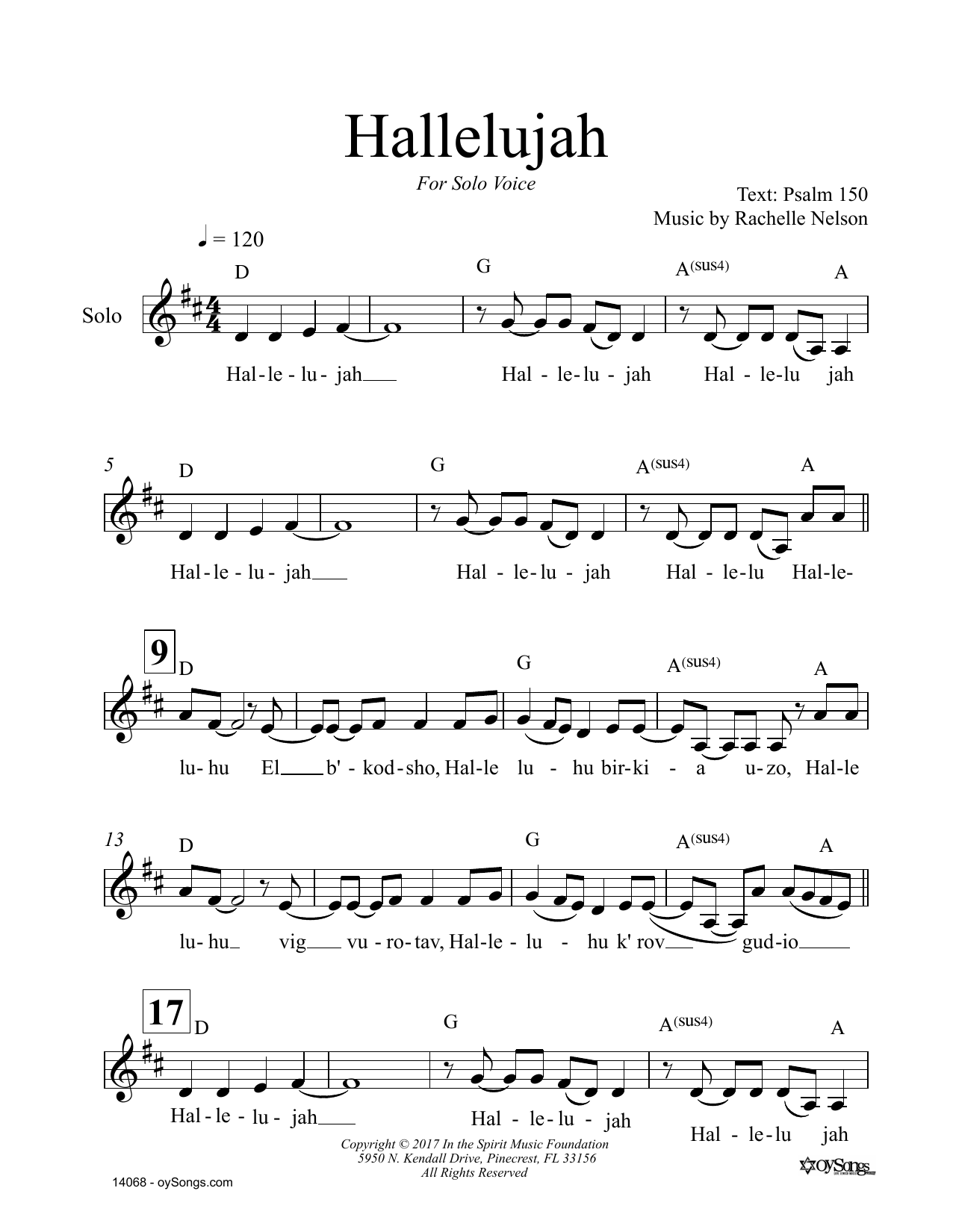 Rachelle Nelson Hallelujah sheet music notes and chords. Download Printable PDF.