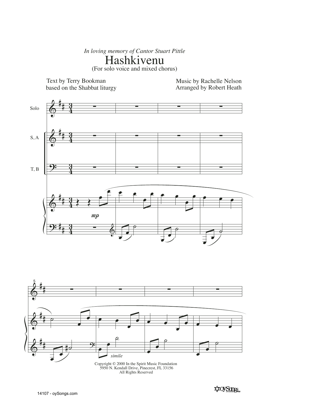 Rachelle Nelson Hashkivenu sheet music notes and chords. Download Printable PDF.