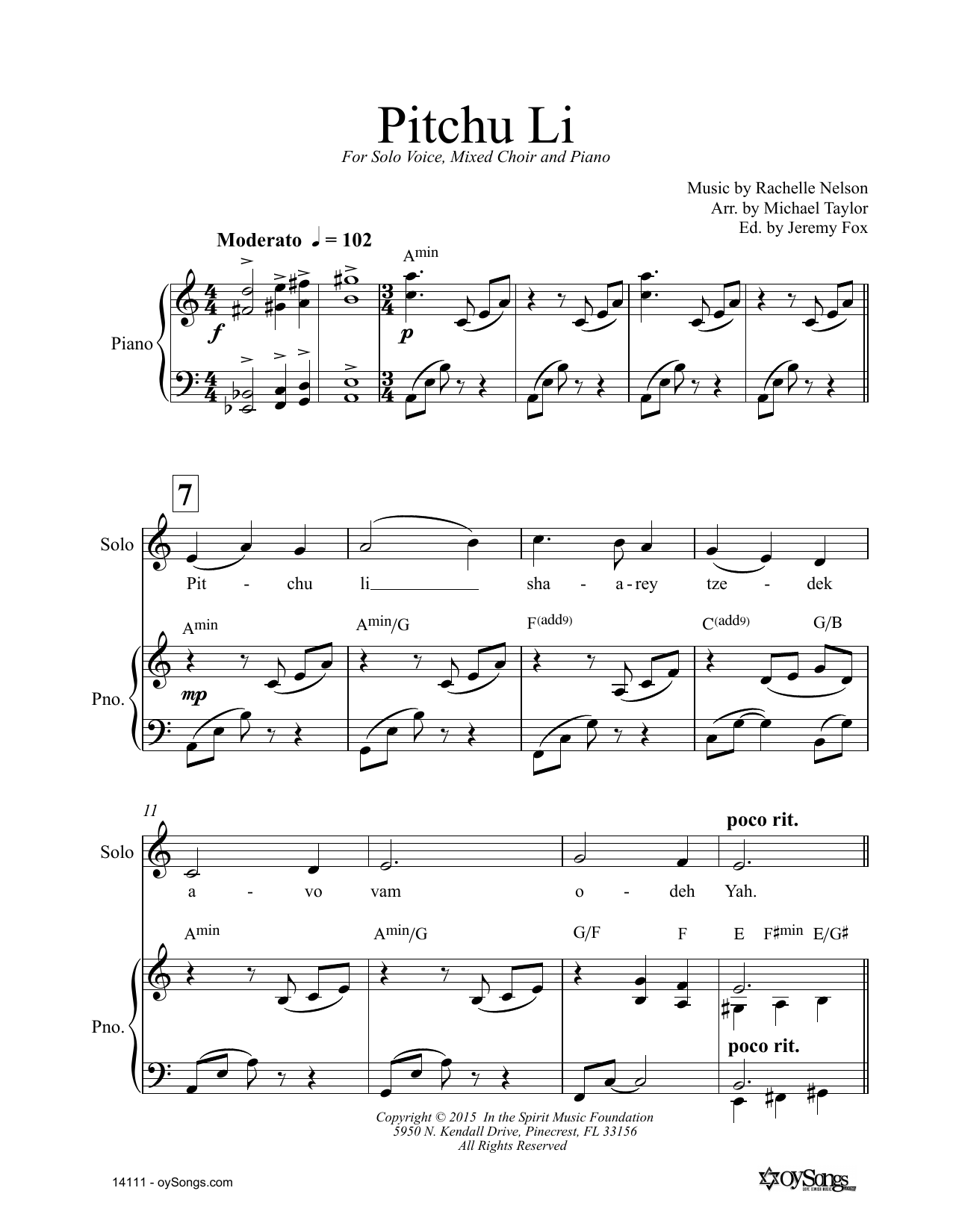 Rachelle Nelson Pitchu Li sheet music notes and chords. Download Printable PDF.