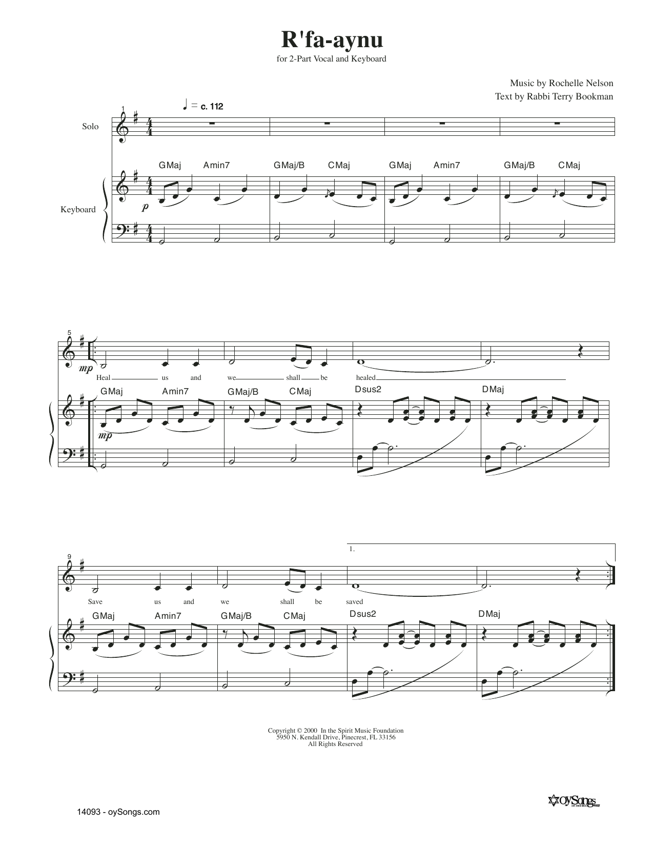 Rachelle Nelson R'faaynu sheet music notes and chords. Download Printable PDF.