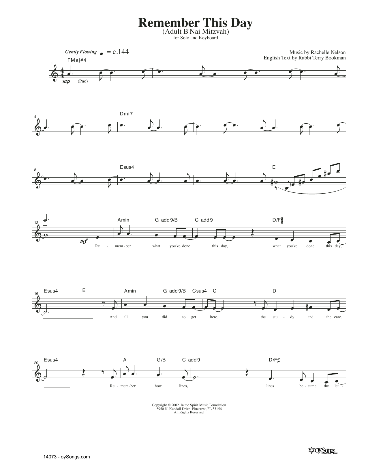 Rachelle Nelson Remember This Day sheet music notes and chords. Download Printable PDF.