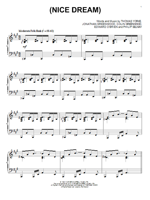 Radiohead (Nice Dream) sheet music notes and chords. Download Printable PDF.