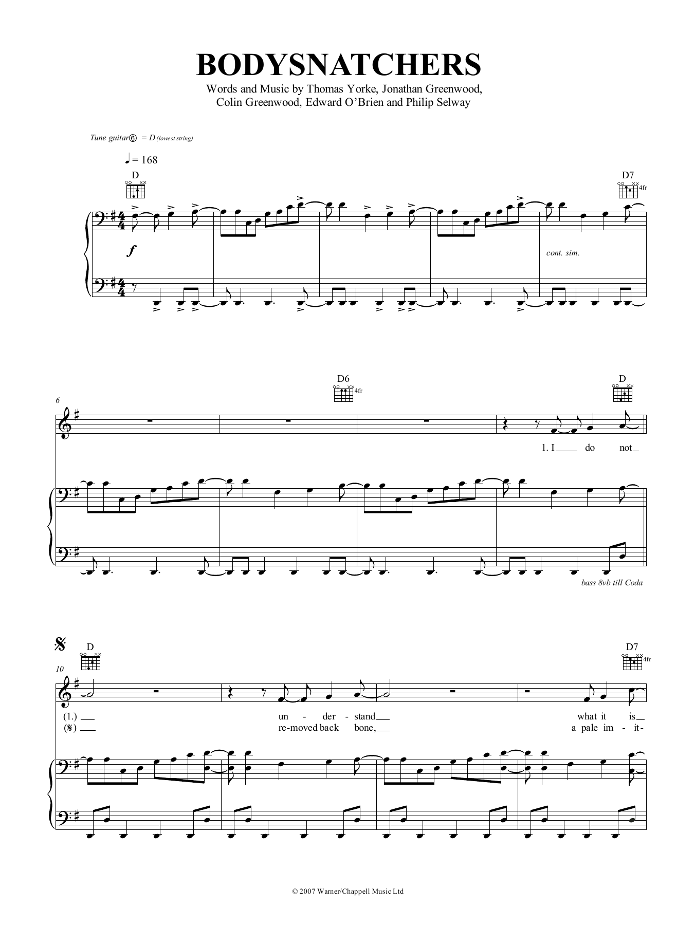 Bodysnatchers radiohead tab