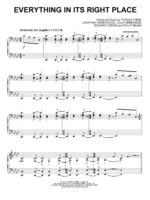 Radiohead Everything In Its Right Place sheet music notes and chords. Download Printable PDF.