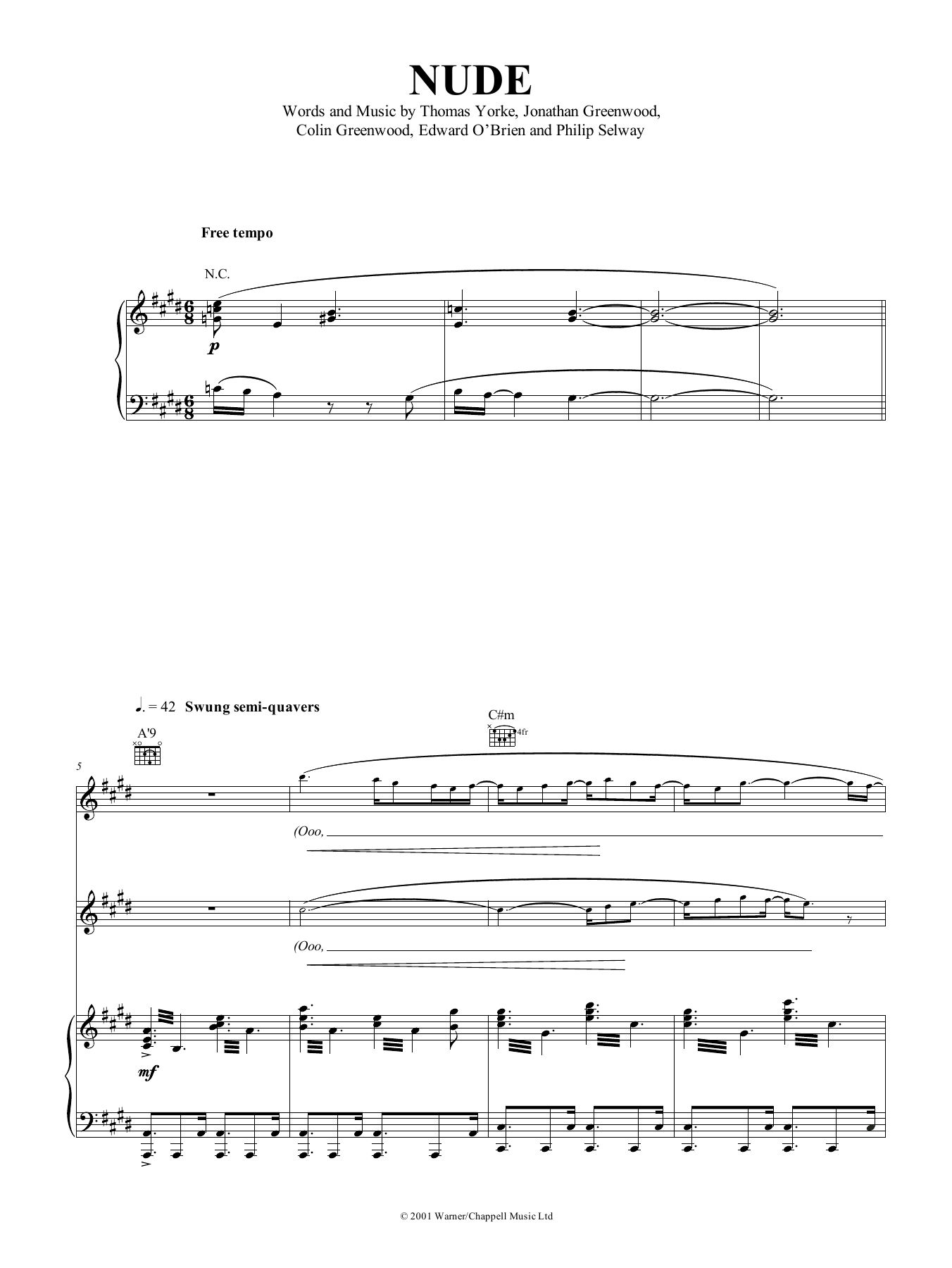 Radiohead Nude sheet music notes and chords. Download Printable PDF.