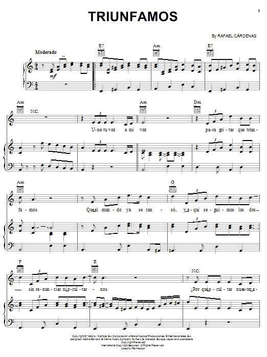 Rafael Cardenas Triunfamos sheet music notes and chords. Download Printable PDF.