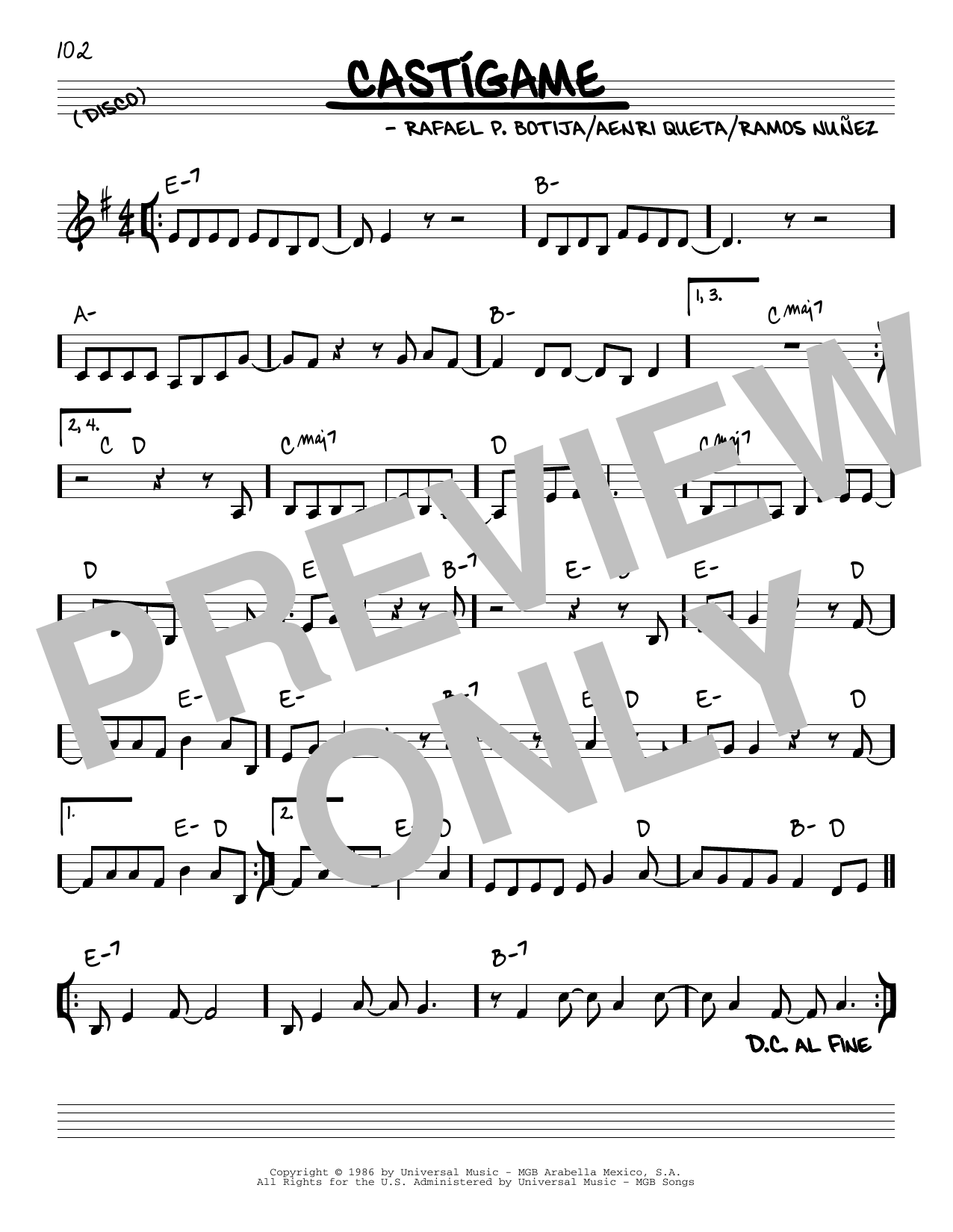 Rafael P. Botija Castigame sheet music notes and chords. Download Printable PDF.