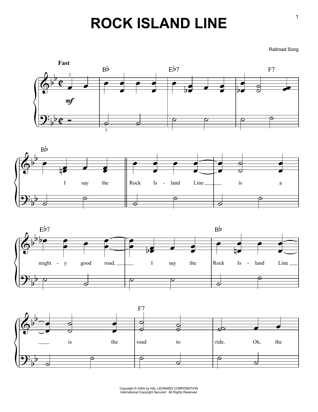 Railroad Song Rock Island Line sheet music notes and chords. Download Printable PDF.