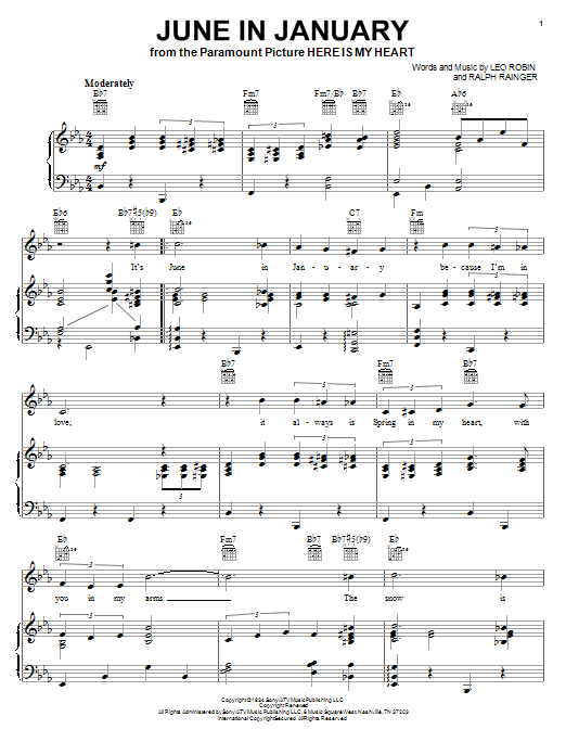 Ralph Rainger June In January sheet music notes and chords - Download Printable PDF and start playing in minutes.