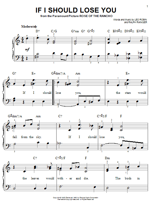 Ralph Rainger If I Should Lose You sheet music notes and chords. Download Printable PDF.