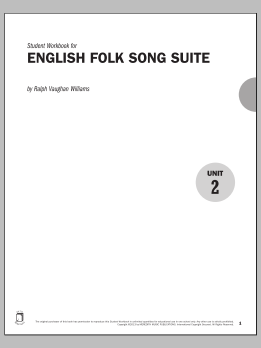 Learn to play Ralph Vaughan Williams Guides to Band Masterworks, Vol. 3 - Student Workbook - English Folk Song Suite sheet music for Instrumental Method in minutes. Price: 21.9700$ Ralph Vaughan Williams Guides to Band Masterworks, Vol. 3 - Student Workbook - English Folk Song Suite sheet music notes and chords arranged for Instrumental Method