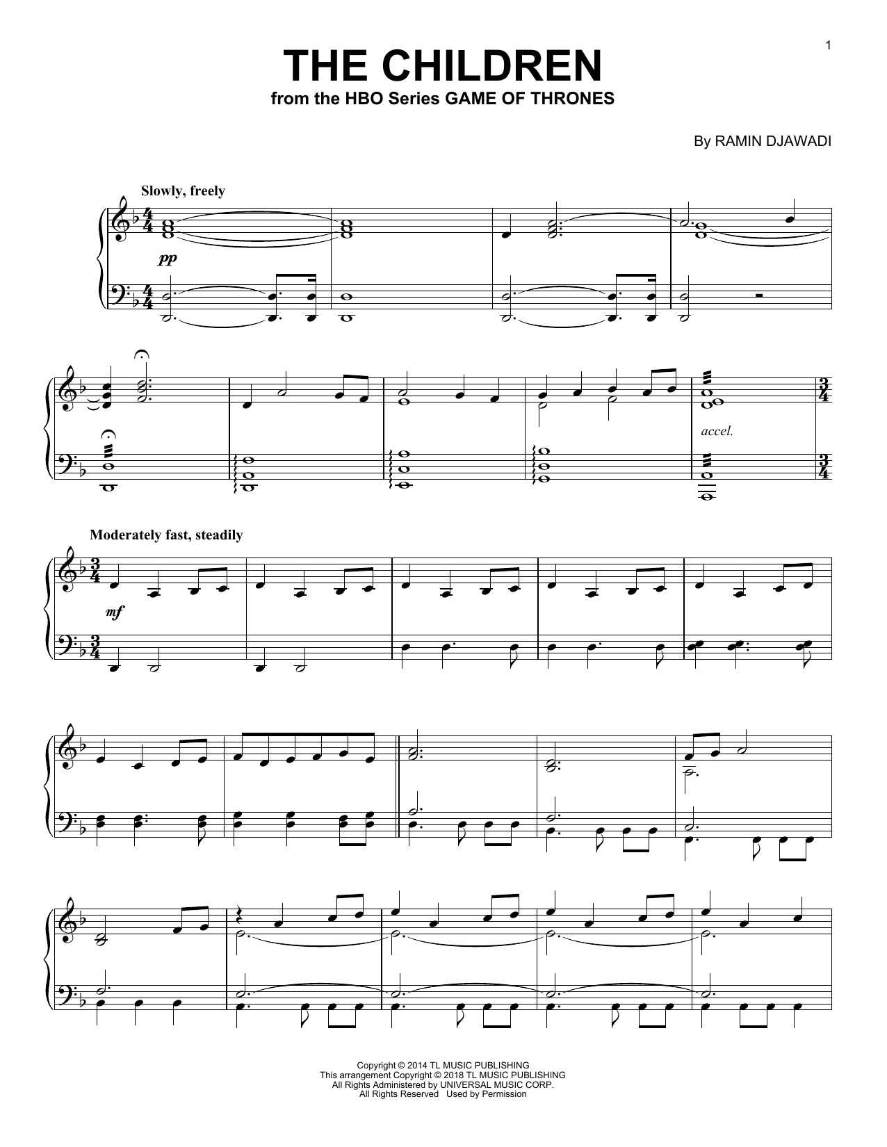 Ramin Djawadi The Children (from Game of Thrones) sheet music notes and chords. Download Printable PDF.