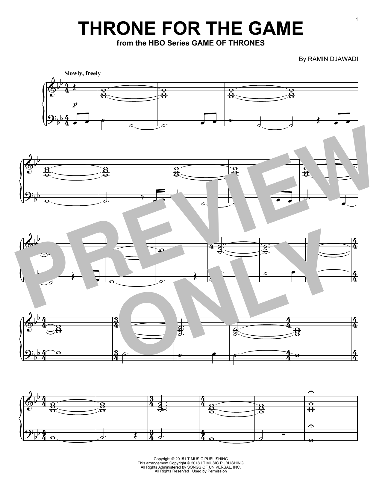 Ramin Djawadi Throne For The Game (from Game of Thrones) sheet music notes and chords. Download Printable PDF.