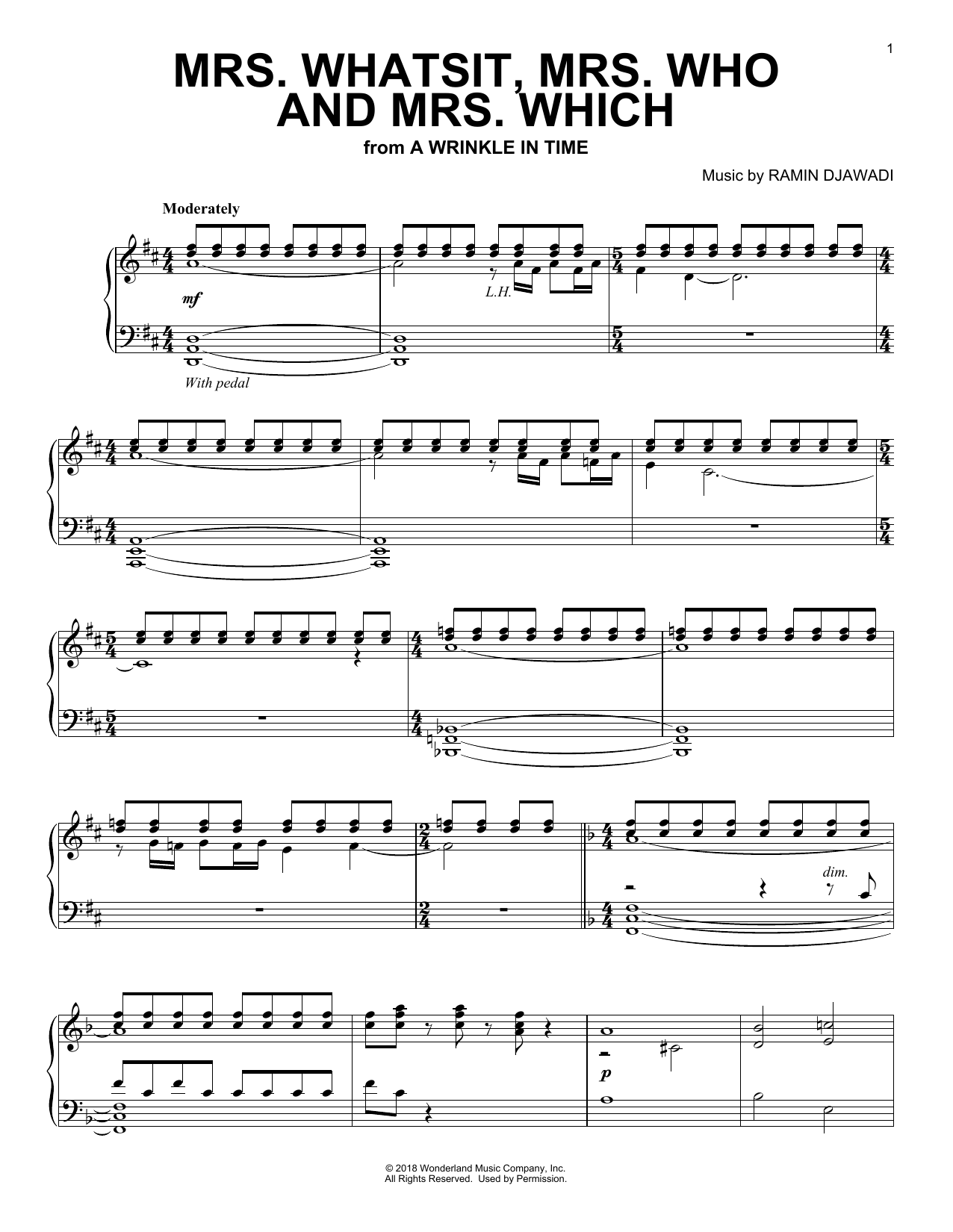 Learn to play Ramin Djawadi Mrs. Whatsit, Mrs. Who and Mrs. Which (from A Wrinkle In Time) sheet music for Easy Piano in minutes. Price: 6.9900$ Ramin Djawadi Mrs. Whatsit, Mrs. Who and Mrs. Which (from A Wrinkle In Time) sheet music notes and chords arranged for Easy Piano
