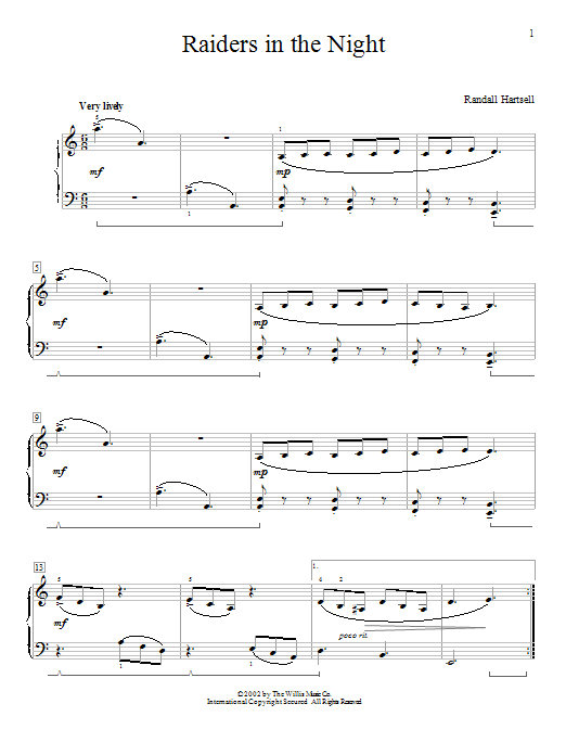 Randall Hartsell Raiders In The Night sheet music notes and chords. Download Printable PDF.