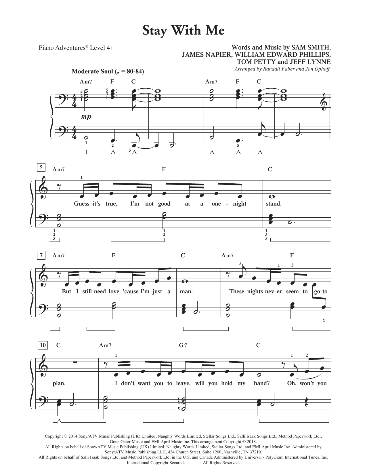 Learn to play Randall Faber & Jon Ophoff Stay with Me sheet music for Piano Adventures in minutes. Price: 6.9900$ Randall Faber & Jon Ophoff Stay with Me sheet music notes and chords arranged for Piano Adventures