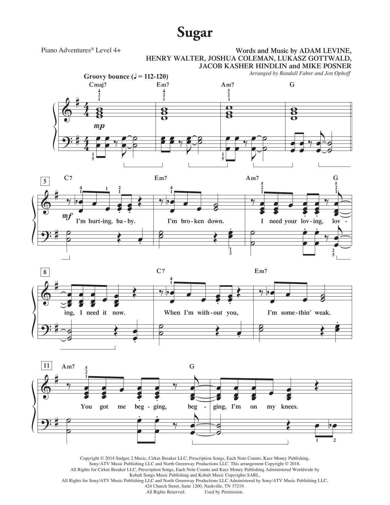 Randall Faber & Jon Ophoff Sugar sheet music notes and chords. Download Printable PDF.