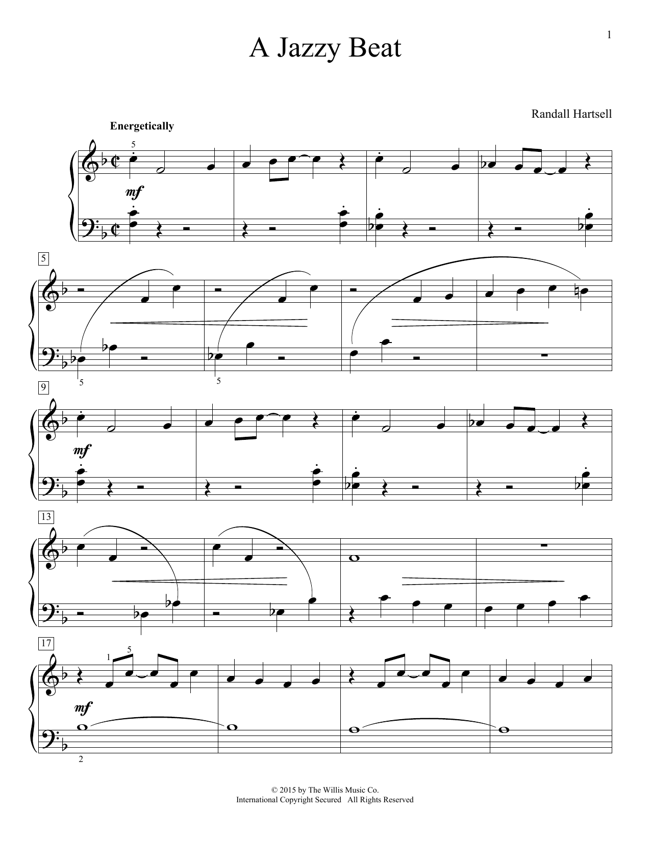 Randall Hartsell A Jazzy Beat sheet music notes and chords. Download Printable PDF.