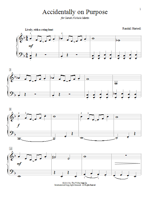 Randall Hartsell Accidentally On Purpose sheet music notes and chords. Download Printable PDF.