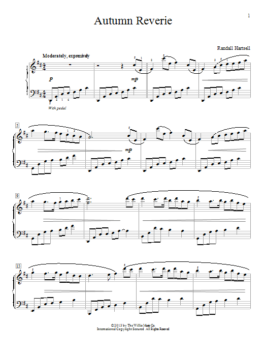 Randall Hartsell Autumn Reverie sheet music notes and chords. Download Printable PDF.