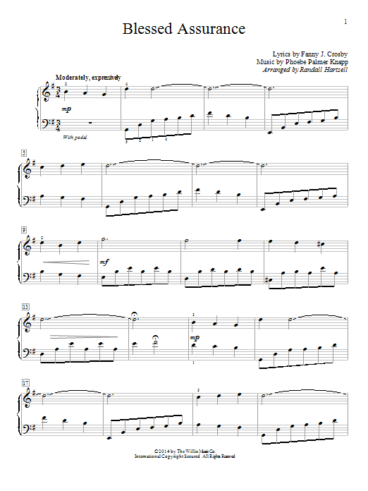 Phoebe P. Knapp Blessed Assurance sheet music notes and chords. Download Printable PDF.