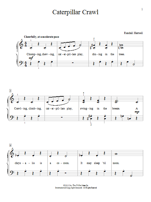 Randall Hartsell Caterpillar Crawl sheet music notes and chords. Download Printable PDF.