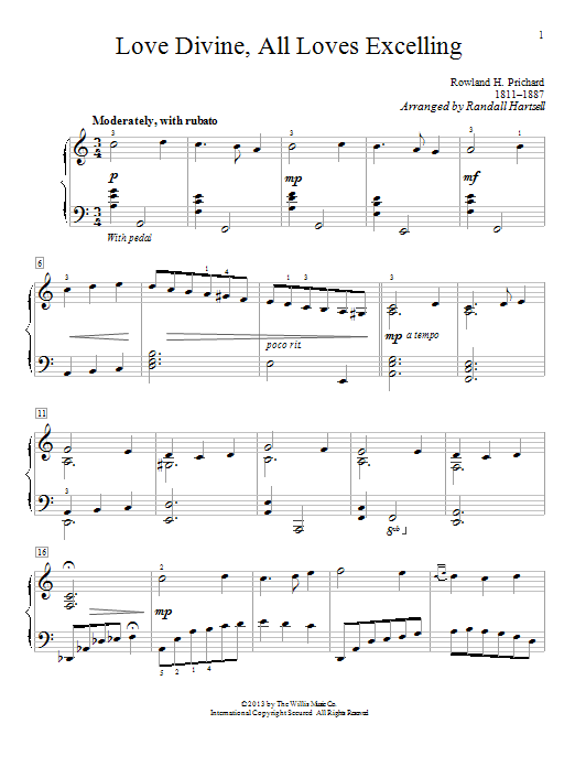 Randall Hartsell Love Divine All Loves Excelling Sheet Music Pdf Notes Chords Pop Score Piano Solo Download Printable Sku 96006