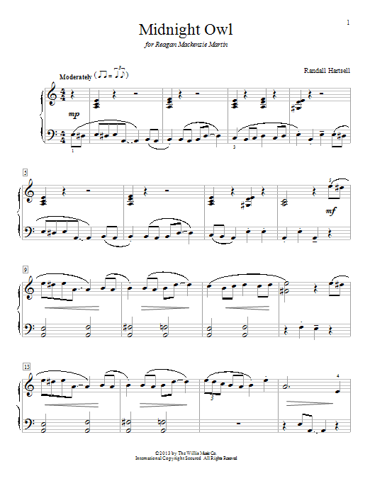Learn to play Randall Hartsell Midnight Owl sheet music for Educational Piano in minutes. Randall Hartsell Midnight Owl sheet music notes and chords. Download Printable PDF.