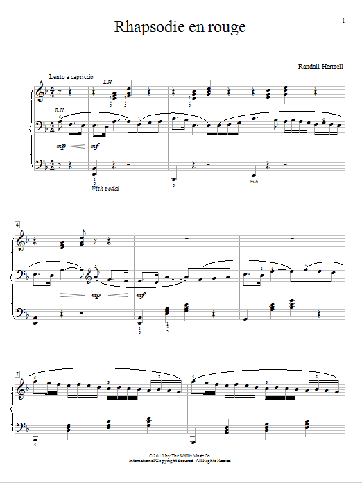 Randall Hartsell Rhapsodie En Rouge sheet music notes and chords. Download Printable PDF.